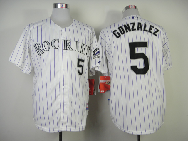 Men Colorado Rockies #5 Gonzalez White MLB Jerseys